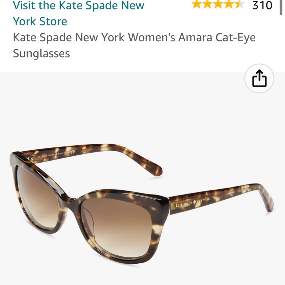 Kate Spade NY Women's Amara Cat-Eye
Sunglasses - Gently Worn - Tortoiseshell